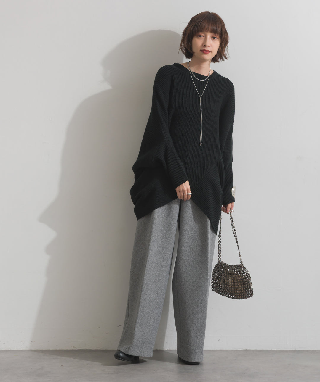 ルーズドレープドルマンニットプルオーバー
