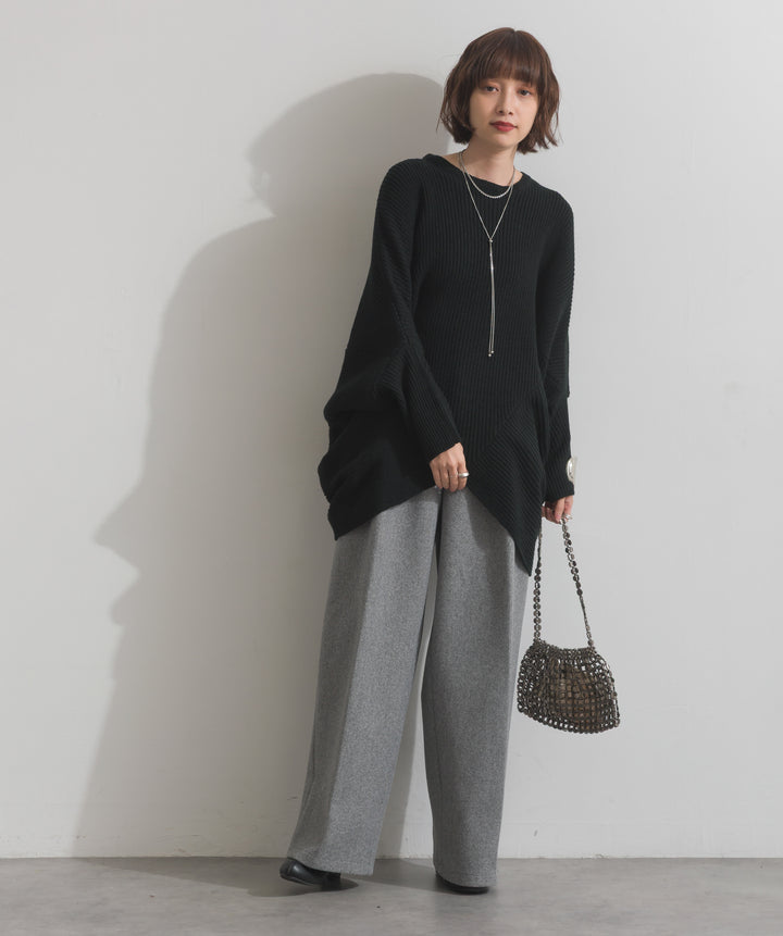 ルーズドレープドルマンニットプルオーバー