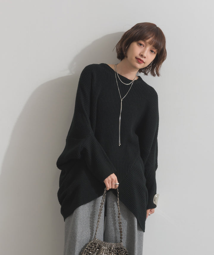 ルーズドレープドルマンニットプルオーバー