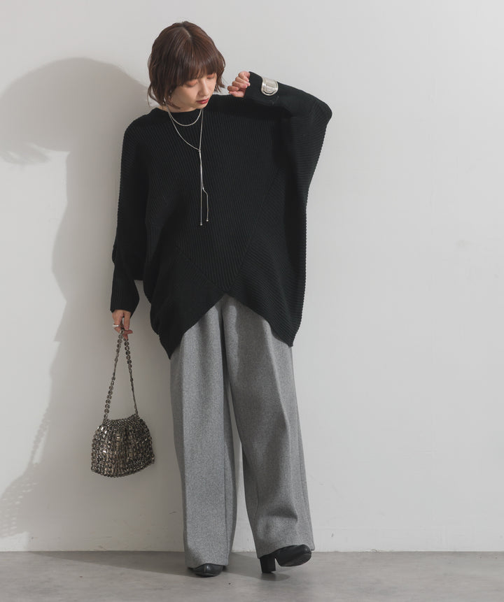 ルーズドレープドルマンニットプルオーバー