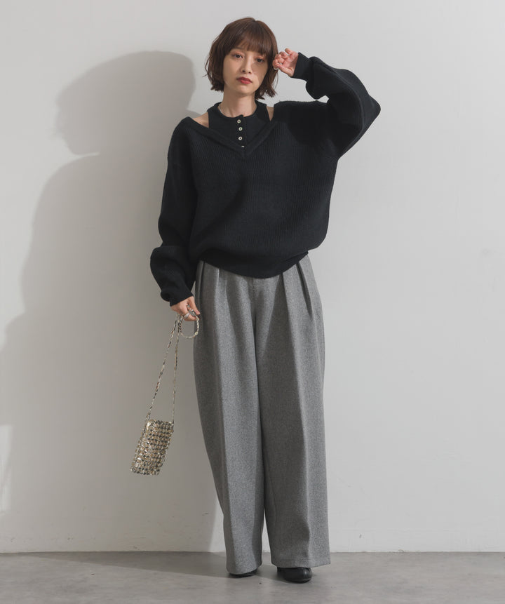 タンクレイヤード風肩開きプルオーバー