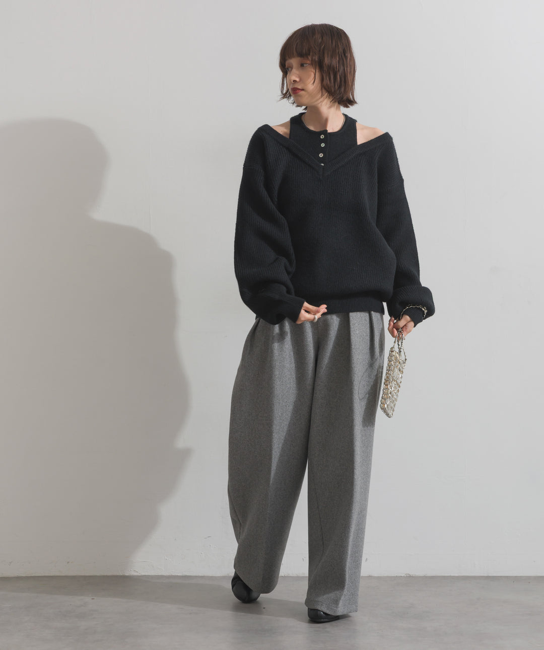 タンクレイヤード風肩開きプルオーバー