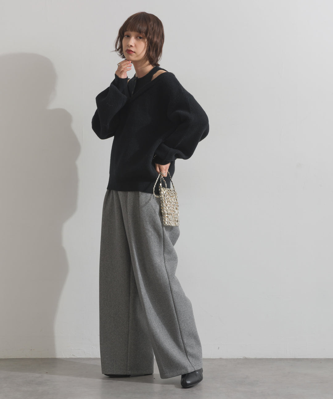 タンクレイヤード風肩開きプルオーバー