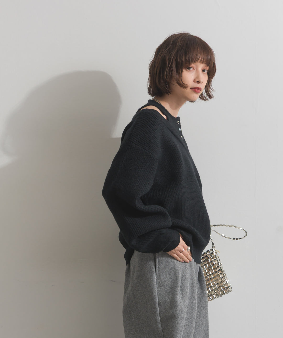 タンクレイヤード風肩開きプルオーバー