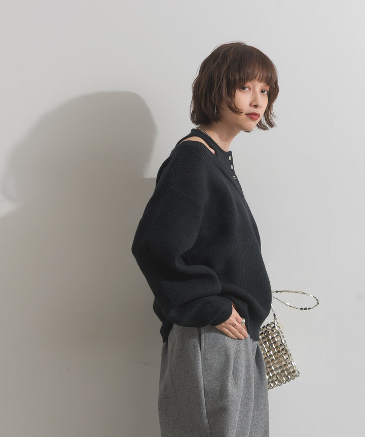 タンクレイヤード風肩開きプルオーバー