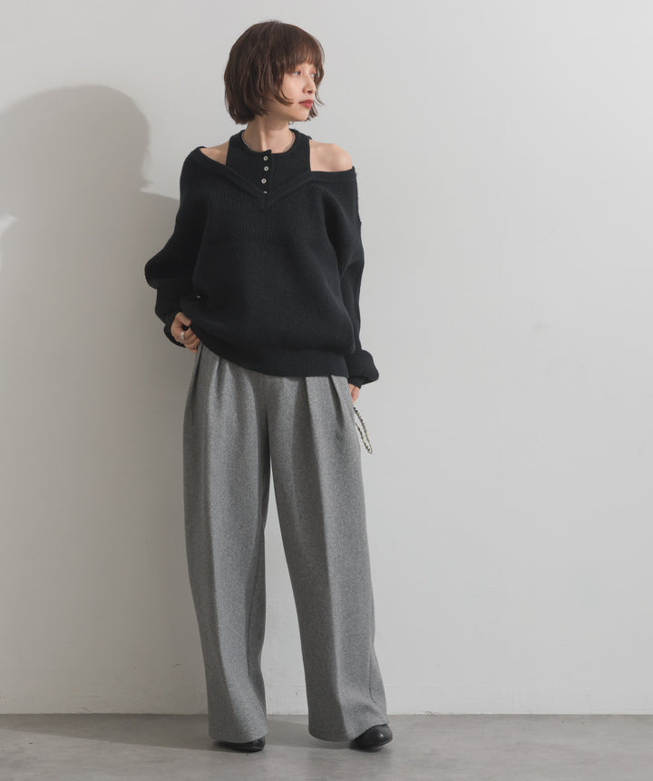 タンクレイヤード風肩開きプルオーバー