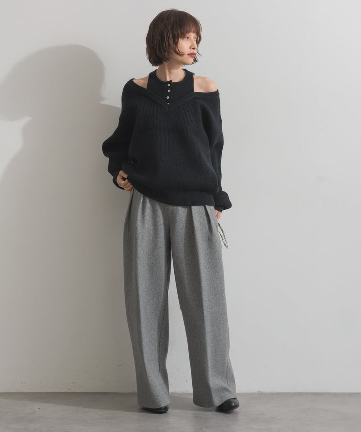 タックトラウザーズパンツ