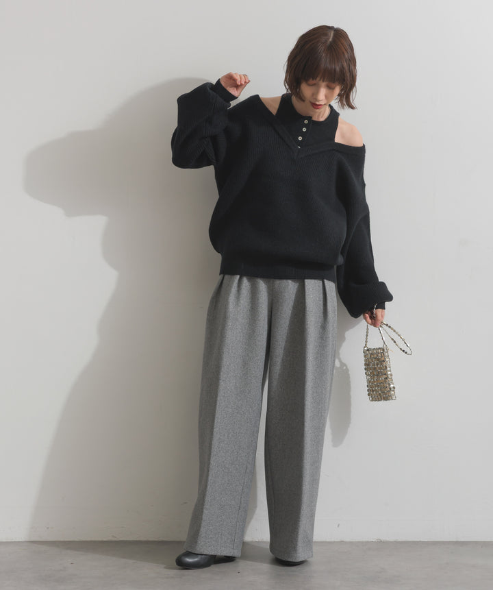 タンクレイヤード風肩開きプルオーバー
