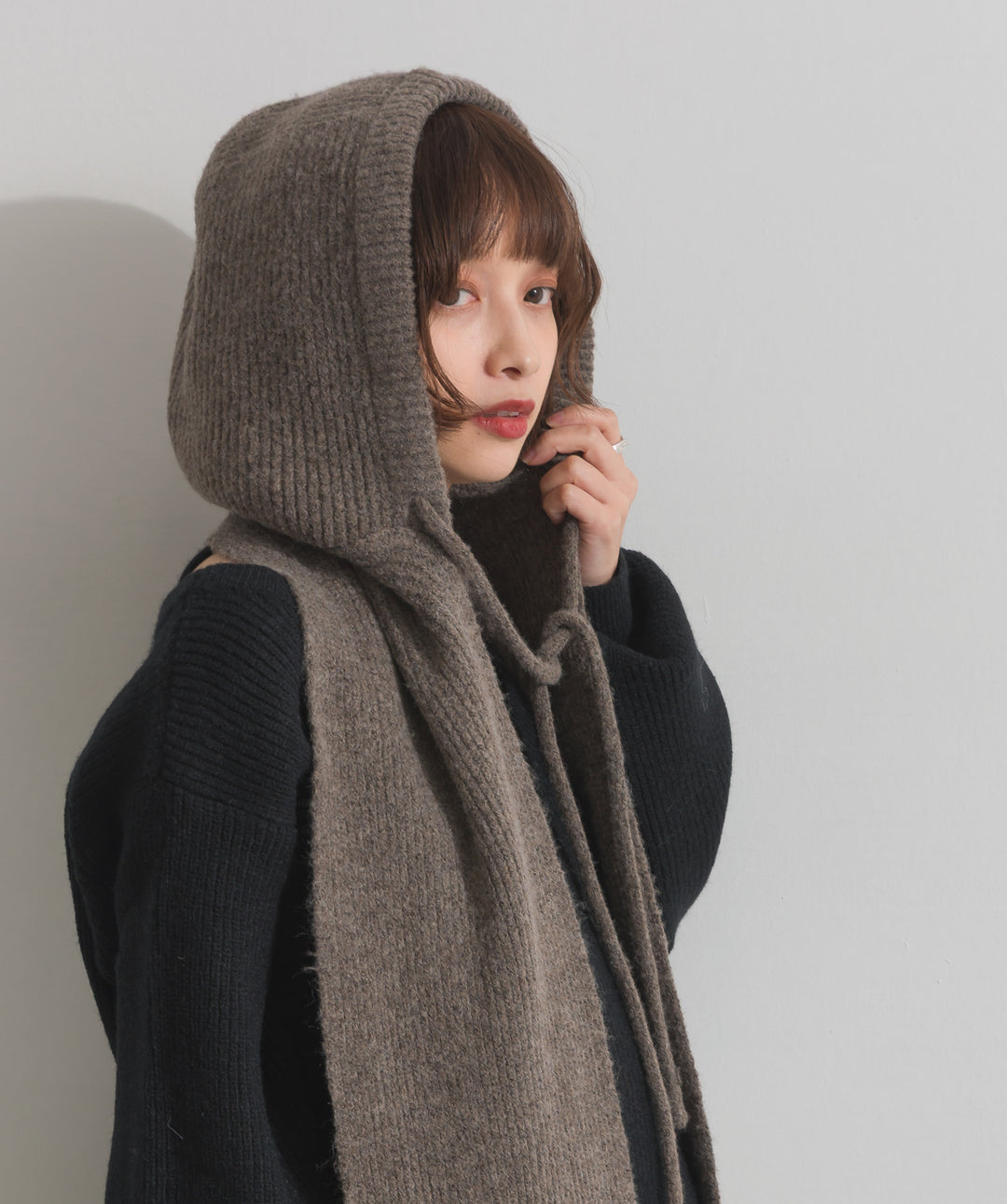 フード付きニットマフラー
