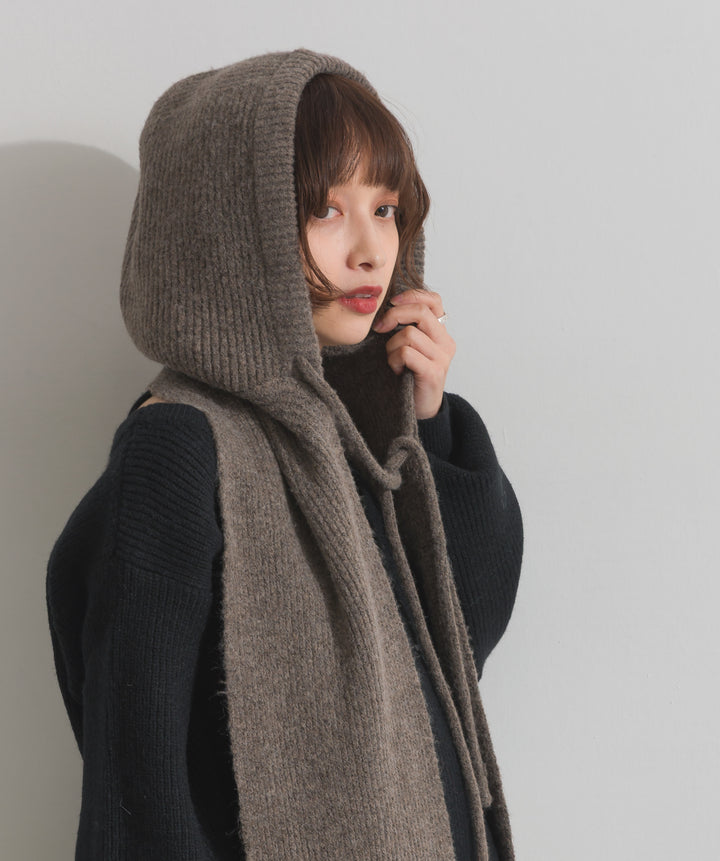 フード付きニットマフラー