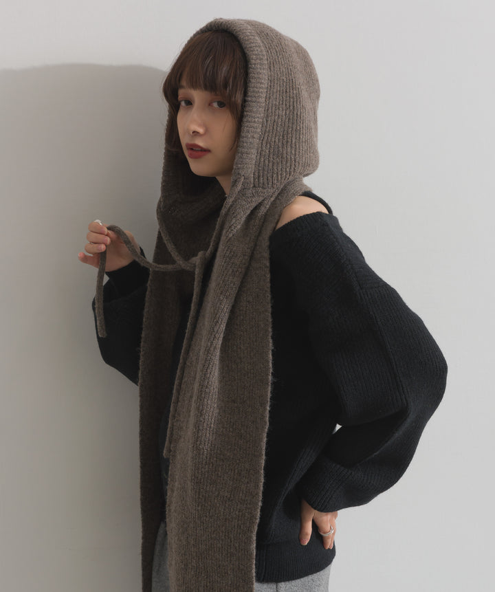 フード付きニットマフラー