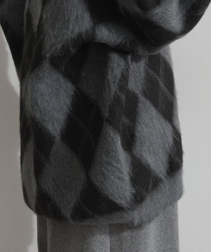 シャギーアーガイルVネックカーディガン