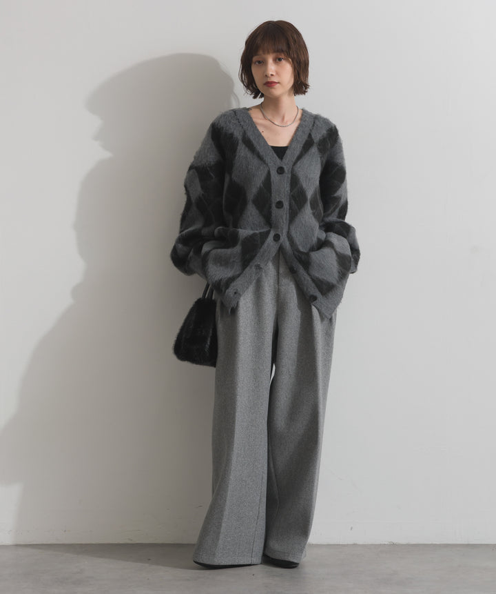 シャギーアーガイルVネックカーディガン