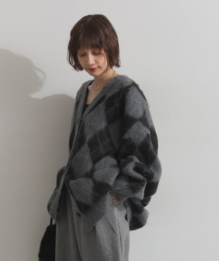 シャギーアーガイルVネックカーディガン