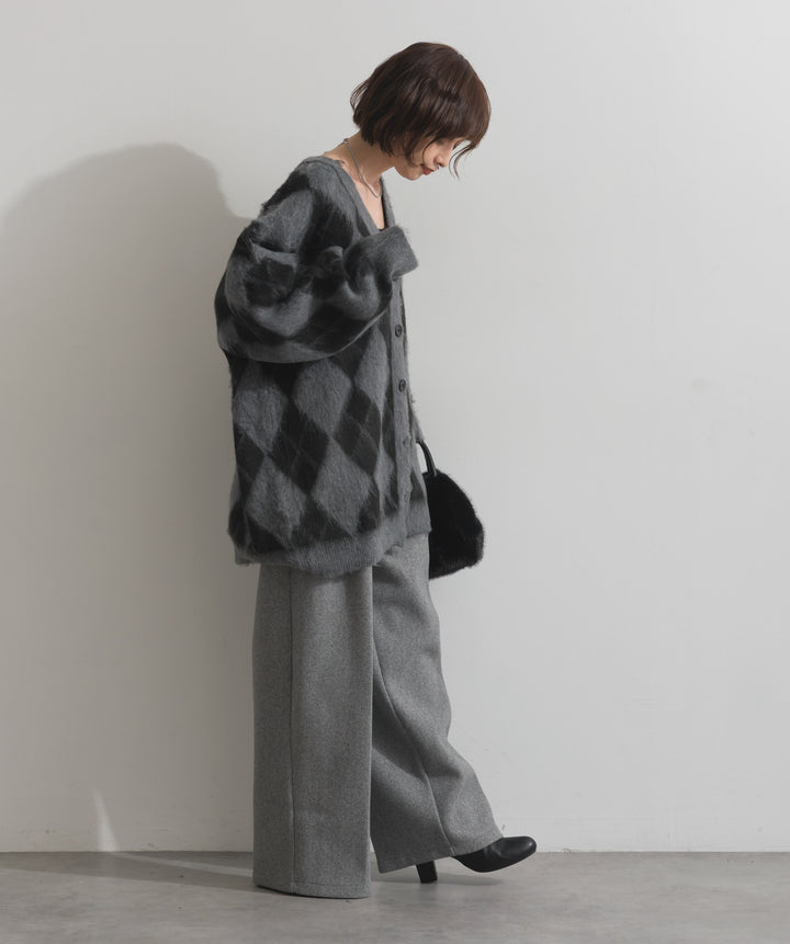 シャギーアーガイルVネックカーディガン