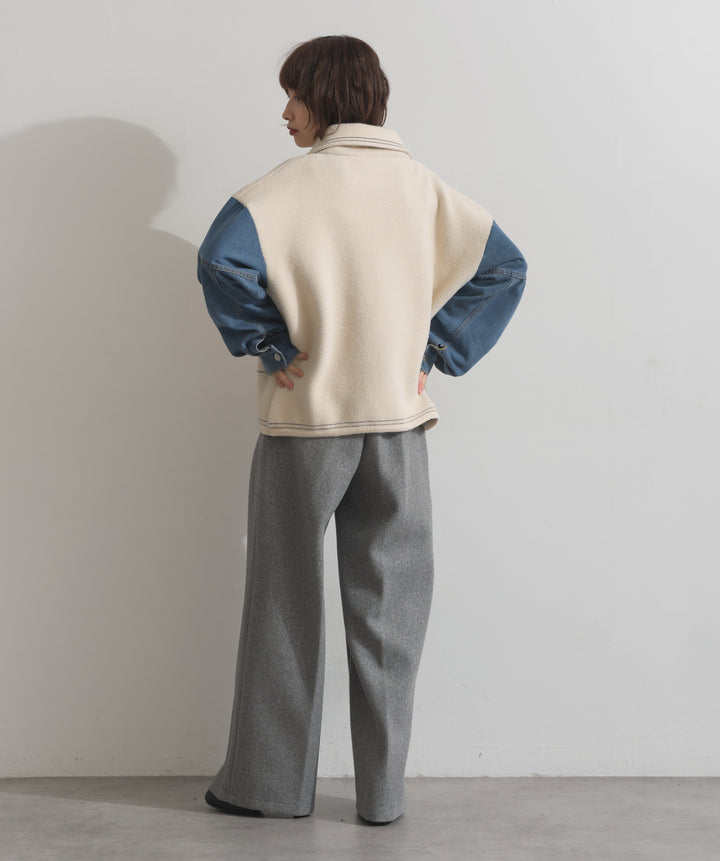 配色ステッチニットジャケットカーディガン