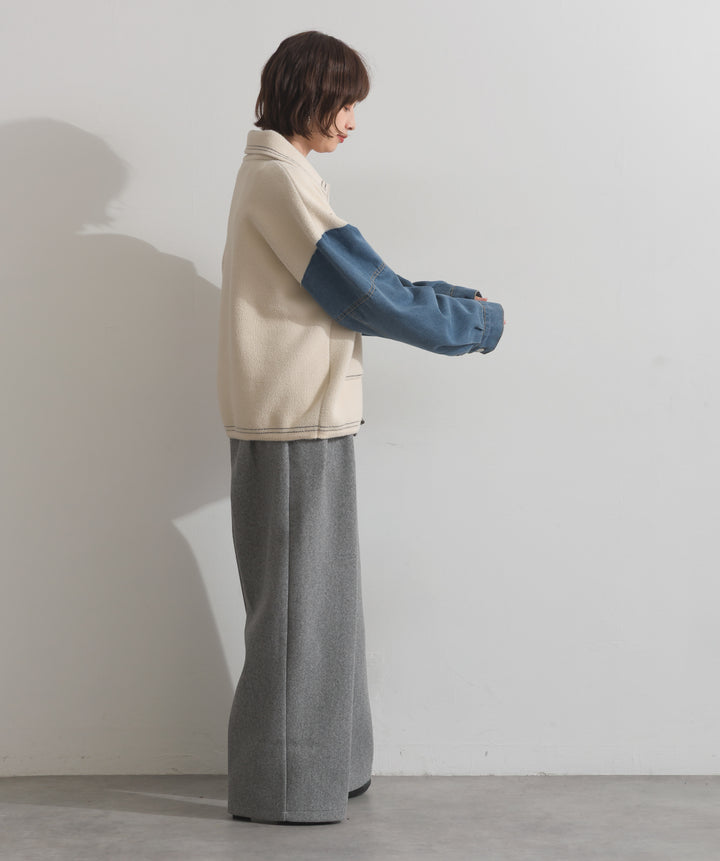 配色ステッチニットジャケットカーディガン