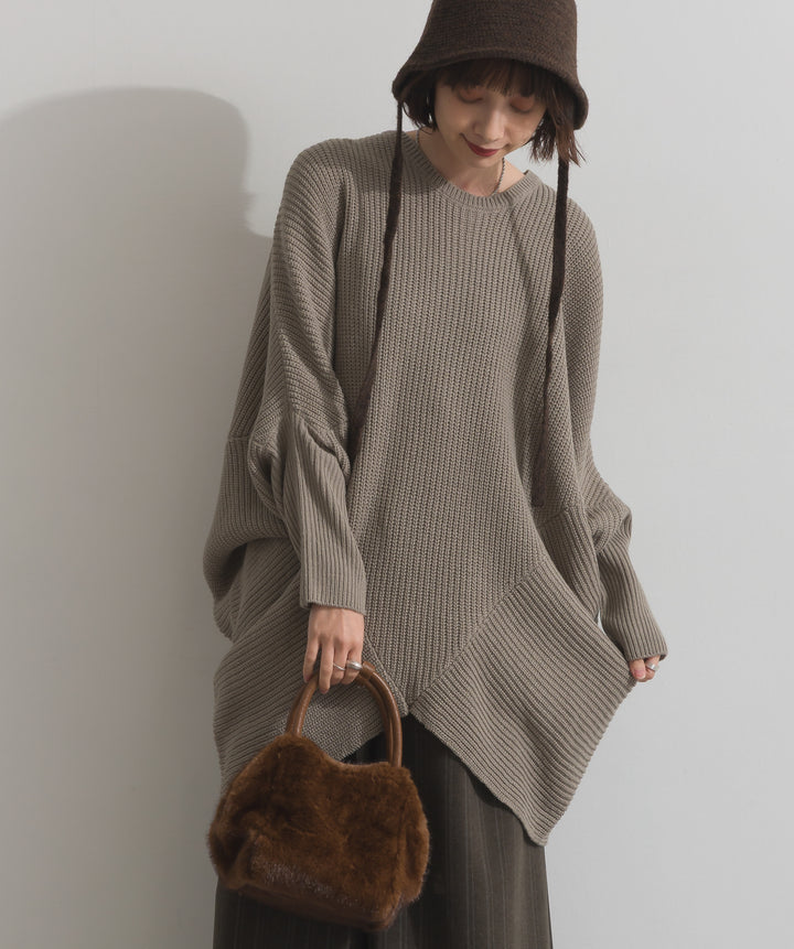 ルーズドレープドルマンニットプルオーバー