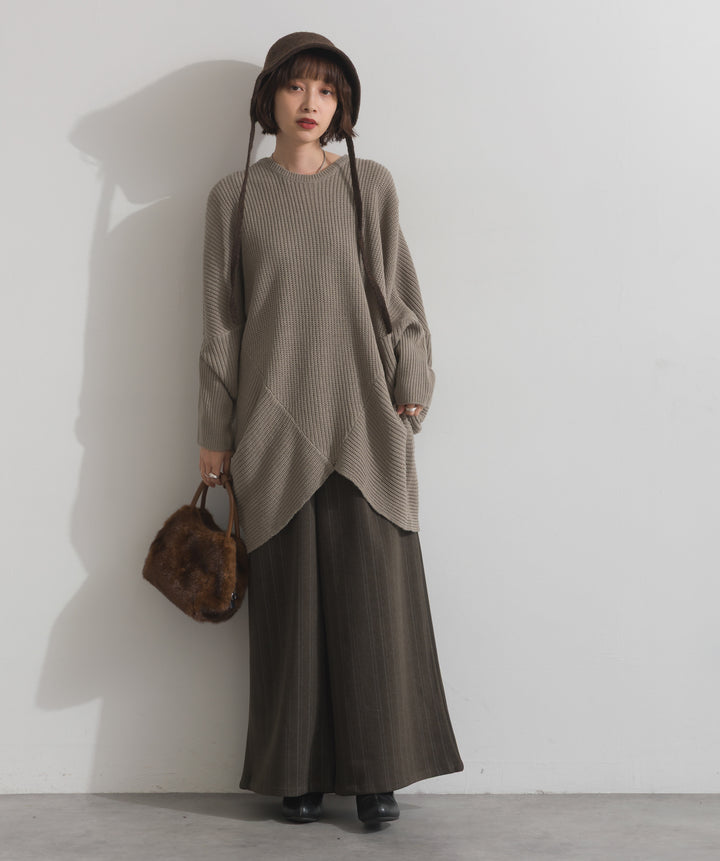 ルーズドレープドルマンニットプルオーバー