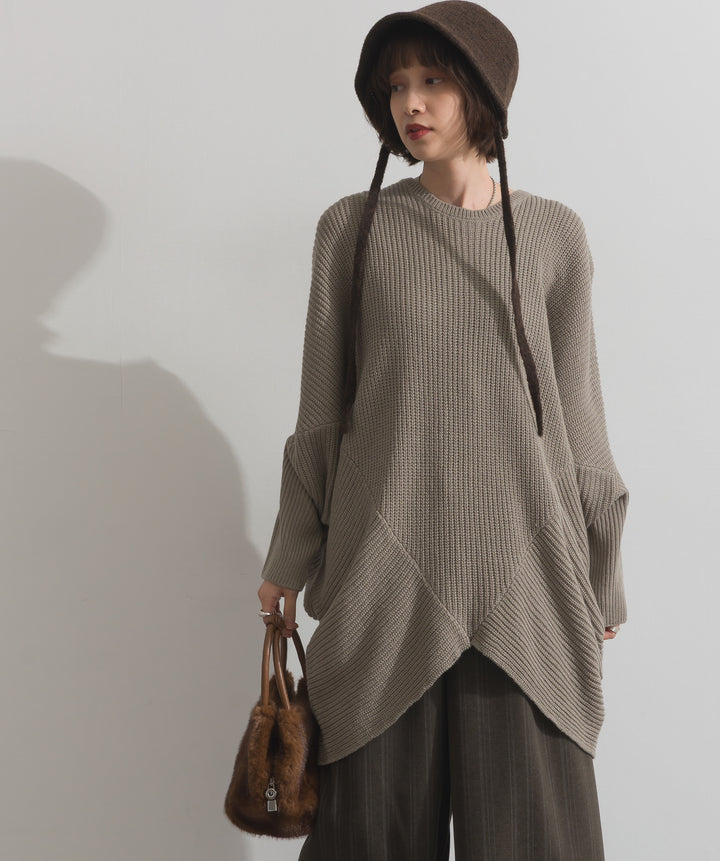 ルーズドレープドルマンニットプルオーバー