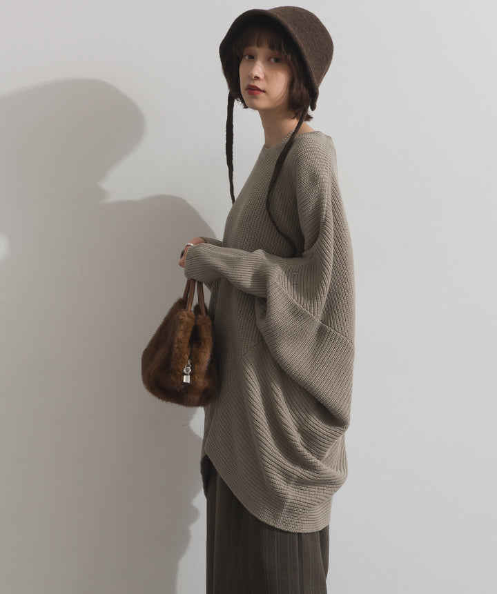 ルーズドレープドルマンニットプルオーバー