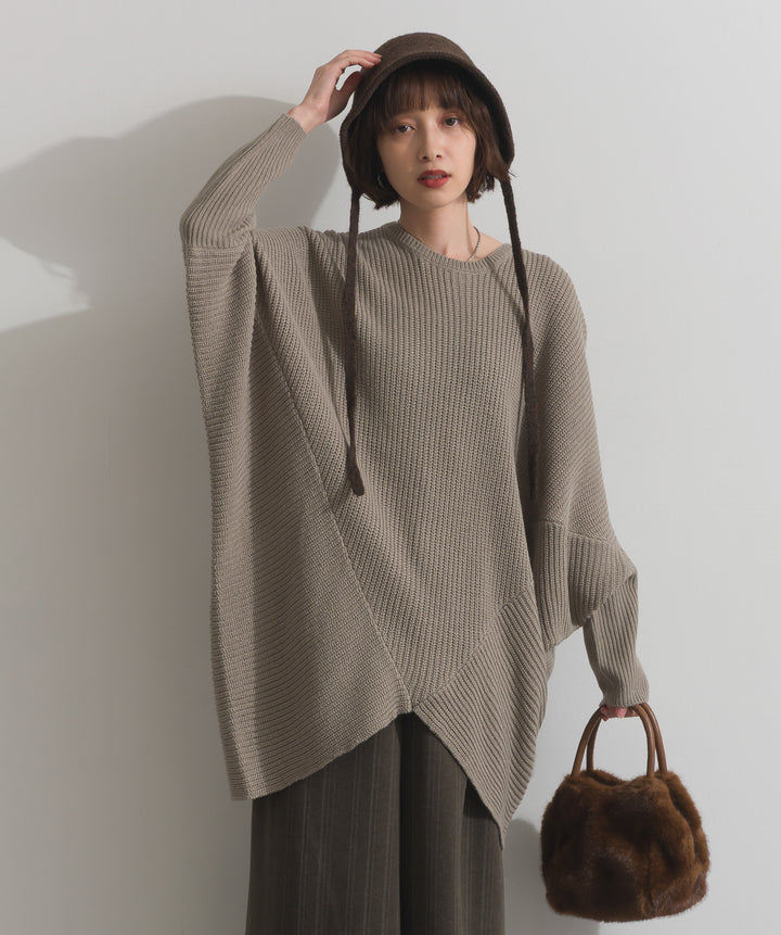 ルーズドレープドルマンニットプルオーバー