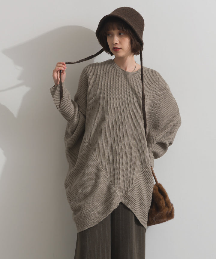 ルーズドレープドルマンニットプルオーバー