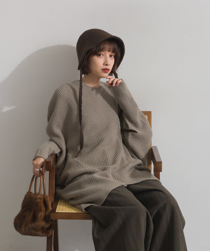 ルーズドレープドルマンニットプルオーバー