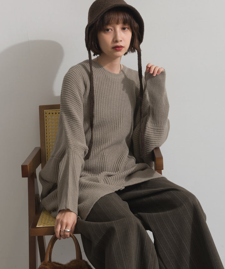ルーズドレープドルマンニットプルオーバー