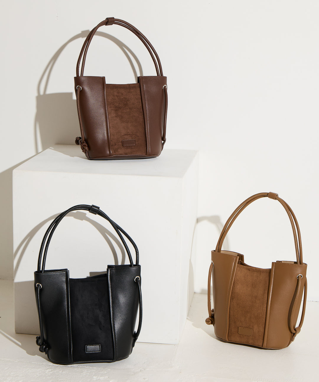 異素材コンビバケツショルダーバッグ