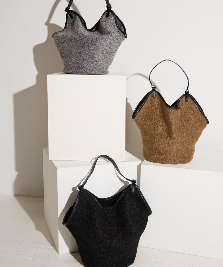 フェイクウールワンショルダーバック