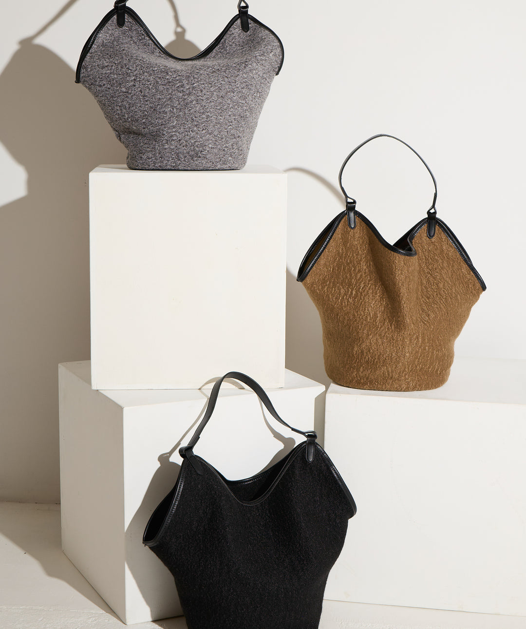 フェイクウールワンショルダーバック