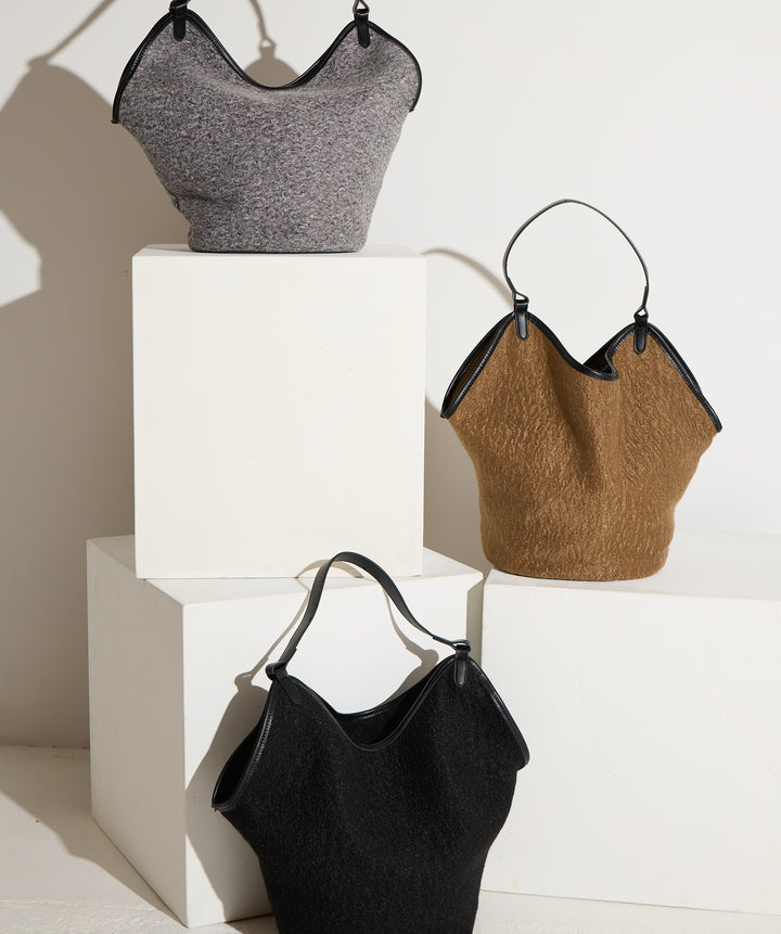 フェイクウールワンショルダーバック