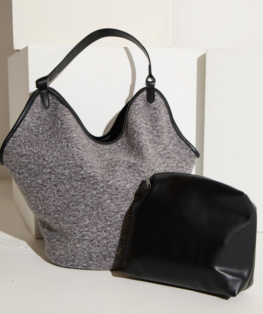 フェイクウールワンショルダーバック