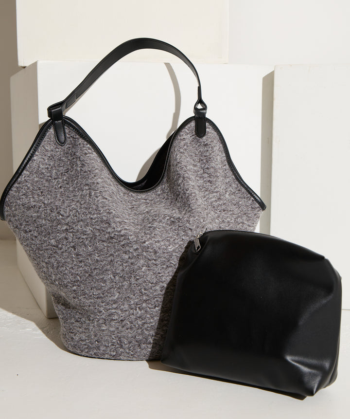 フェイクウールワンショルダーバック