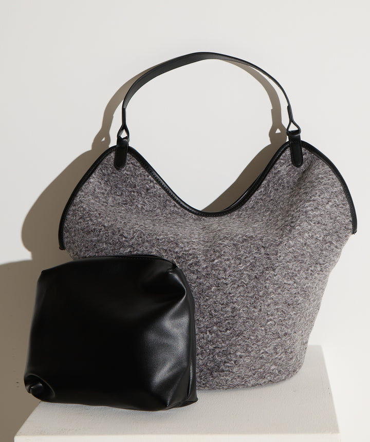 フェイクウールワンショルダーバック