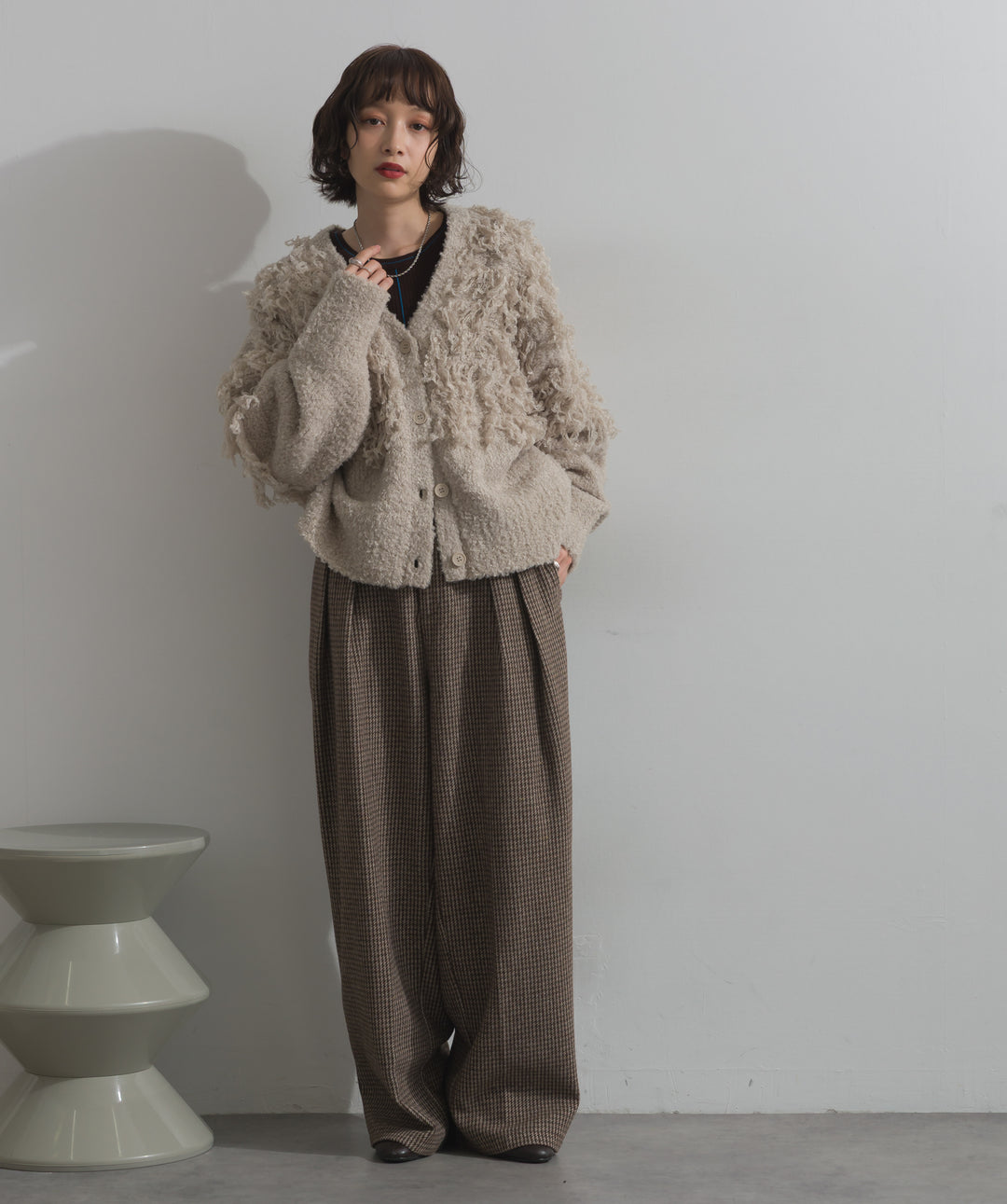 千鳥柄タックトラウザーズパンツ