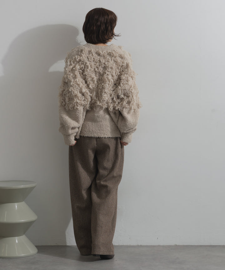 ループ編みVネックニットカーディガン