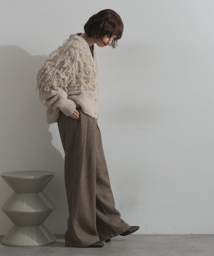 ループ編みVネックニットカーディガン