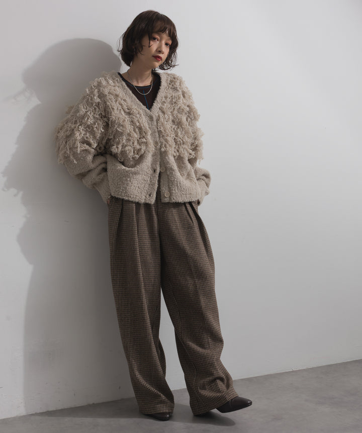 ループ編みVネックニットカーディガン