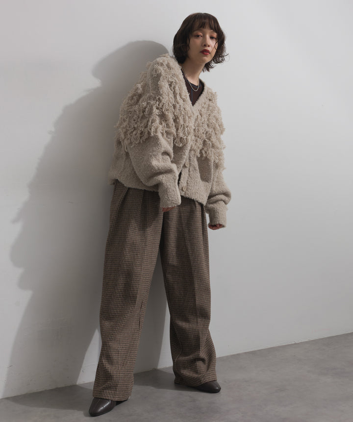 ループ編みVネックニットカーディガン