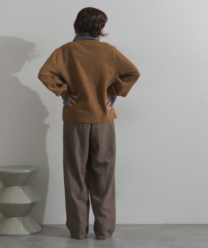 デニム襟レイヤード風ニットトップス