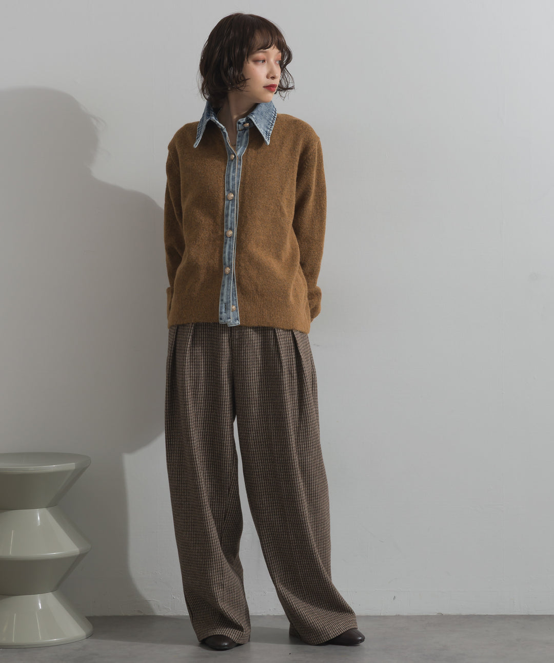 千鳥柄タックトラウザーズパンツ