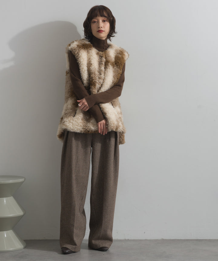 千鳥柄タックトラウザーズパンツ