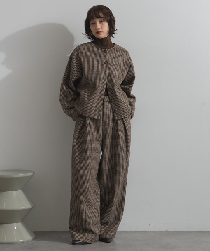 千鳥柄タックトラウザーズパンツ