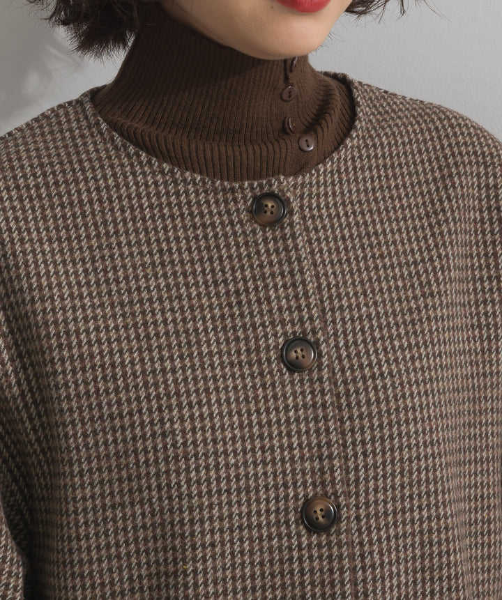 ノーカラーガンクラブチェックジャケット