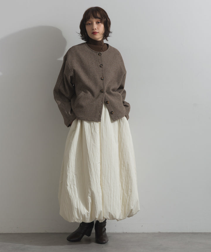 ノーカラーガンクラブチェックジャケット