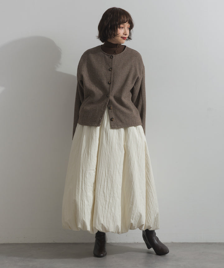 ノーカラーガンクラブチェックジャケット