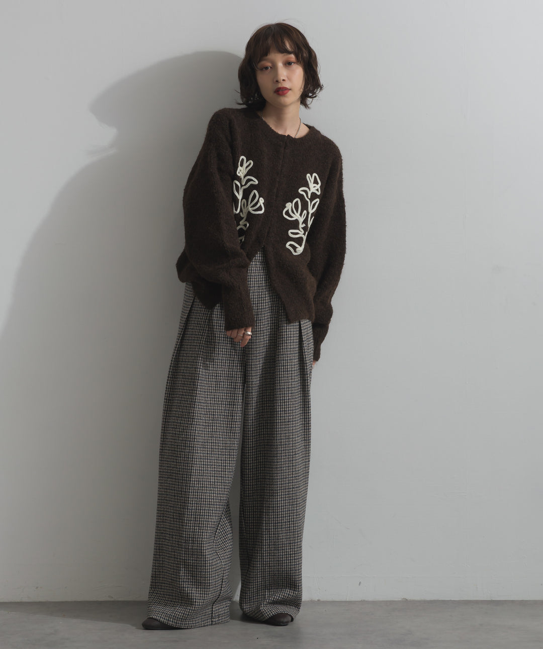千鳥柄タックトラウザーズパンツ