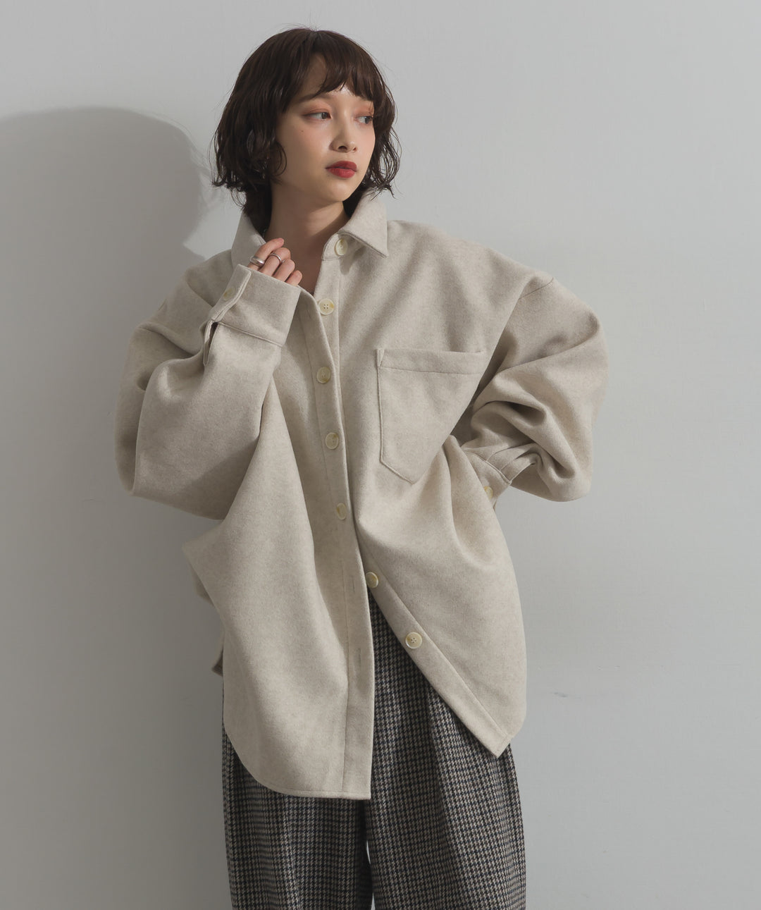 ウールライクワイドシャツJK